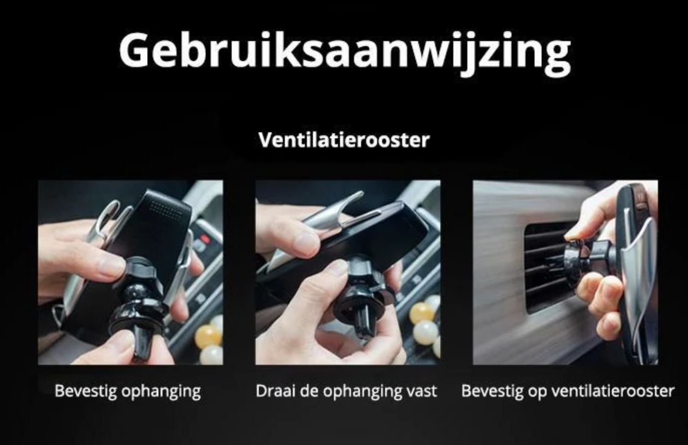 PREMIUM - Automatisch Klemmende Telefoonhouder | Draadloze oplader
